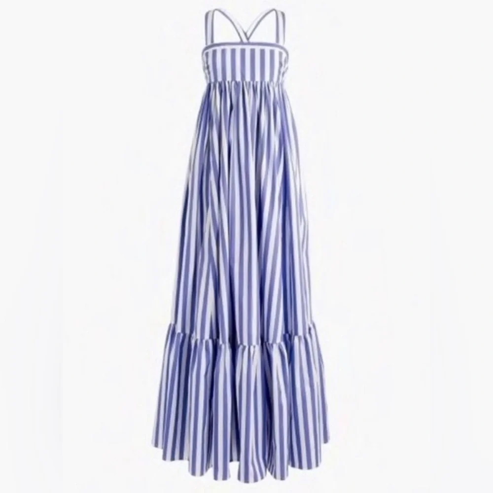 J. Crew Blue and White Striped Maxi Dress